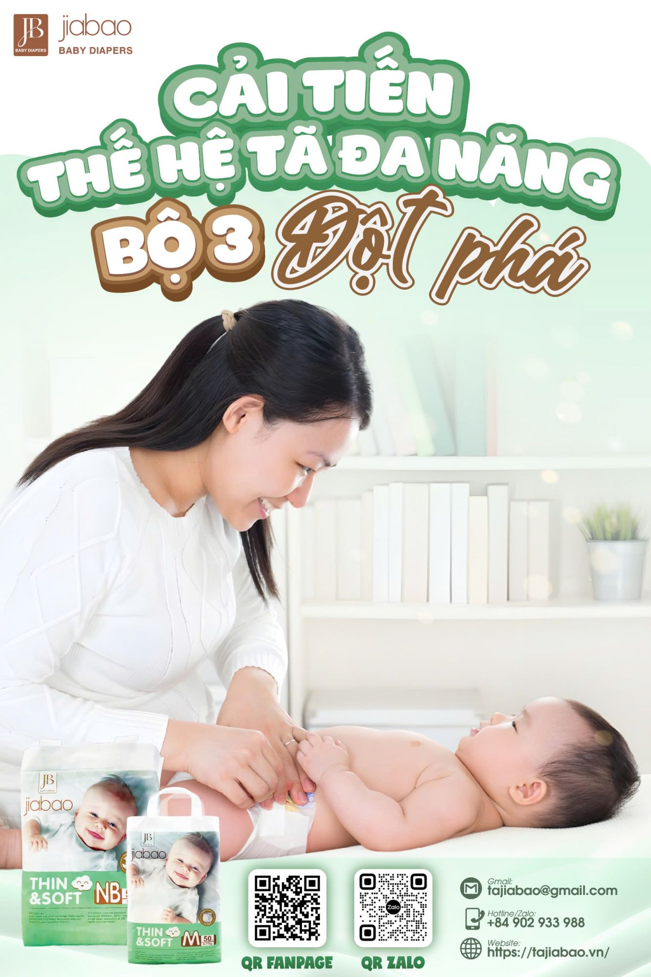 Bỉm Jiabao hỗ trợ chăm sóc bé